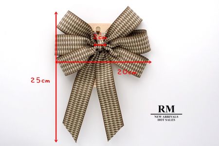 Brown Unique Checkered Design 6 Loops with Knot Ribbon Bow_BW638-K1750-108